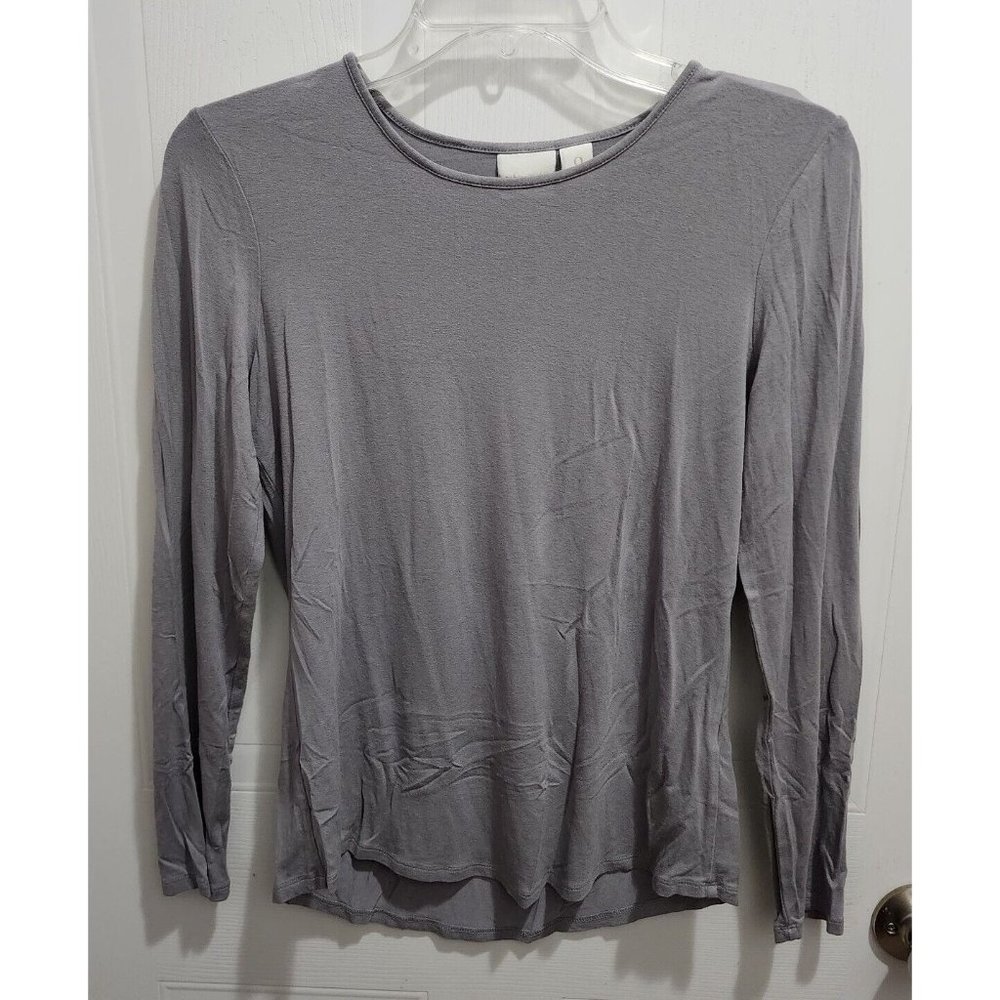 Chicos Women's Long Sleeve Tee Shirt Tunic Casual Top Solid Gray Viscose Blend S